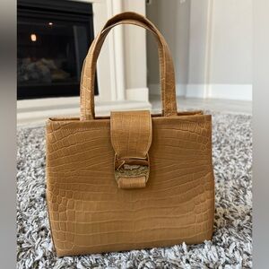 Salvatore Ferragamo Tan Crocodile Mini Bag